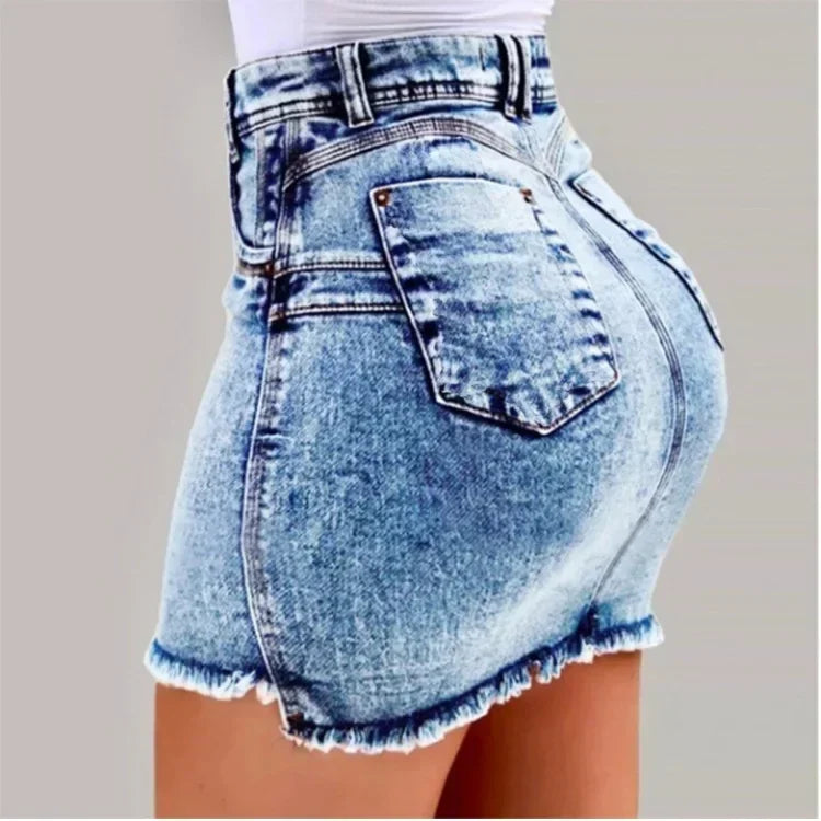 2025 Women's Summer High Waisted Mini Denim Skirt Sexy Ladies Club Party Wear Slim Bodycon Short Jeans Skirt Denim Skirt Female