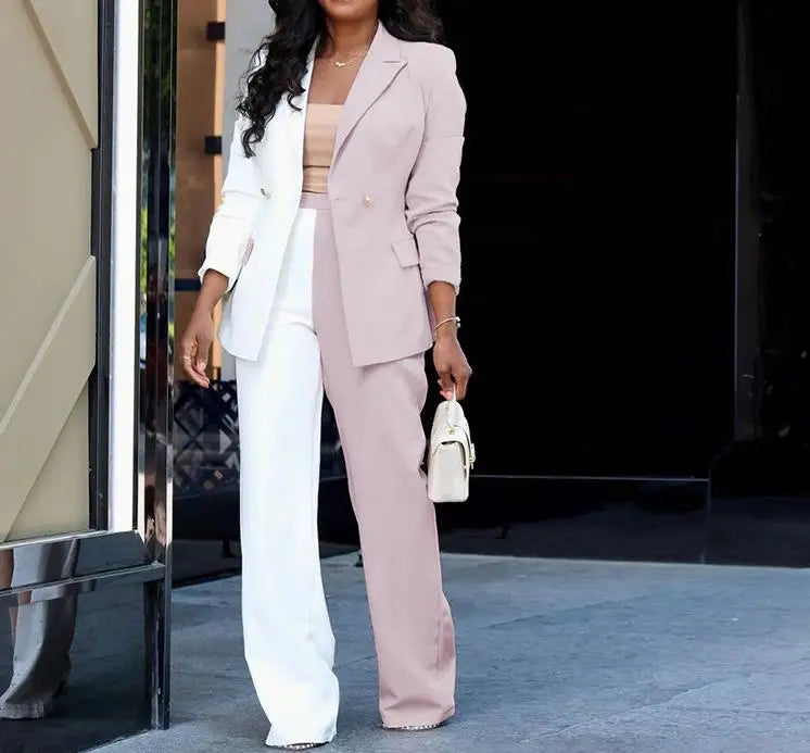 Colored Minimalist Style Long Sleeved Suit Top Casual Pants Set The Latest Best-Selling Fashion Women's Clothing Is Elegant