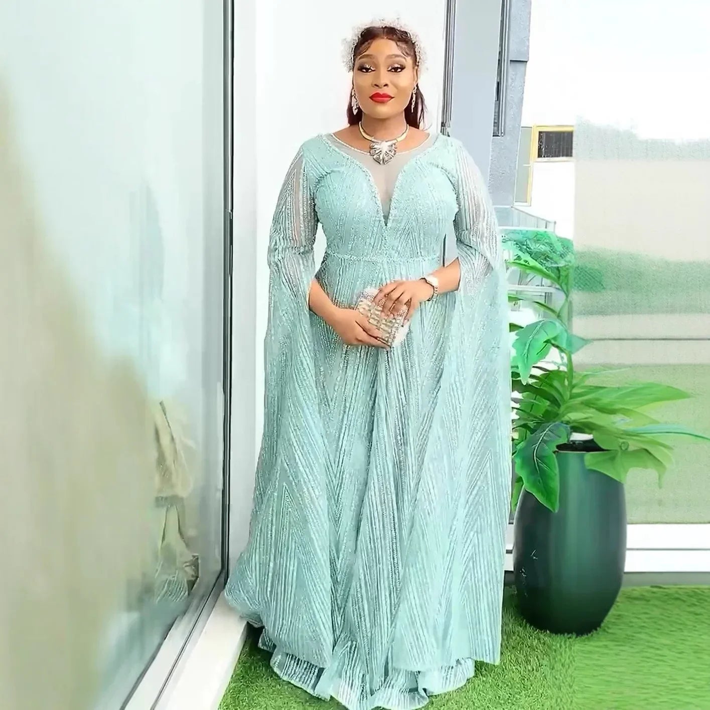 2025 African Dresses for Women New Fashion Plus Size Sequin Evening Party Long Dress Dashiki Ankara Outfits Robe African Clothes