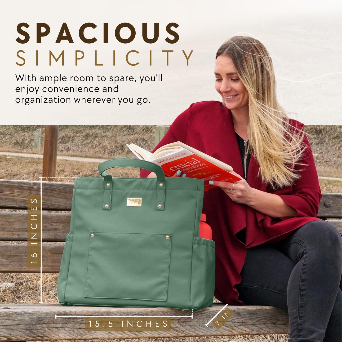 Large Premium Lightweight Spacious Women's Tote| Shoulder Bag| Handbag | Multifunctional| Durable| Sophisticated (Green)