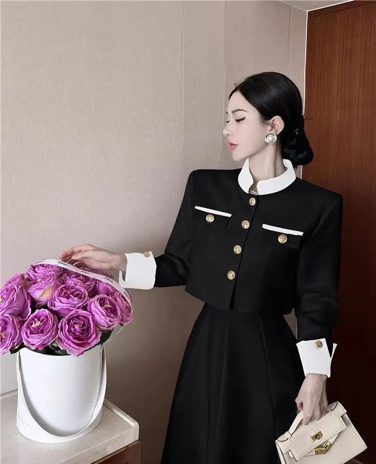 2024 French Fragrant Coat Half body Skirt Spring and Autumn Commuting Style Fashion Two piece Set Women's Wear