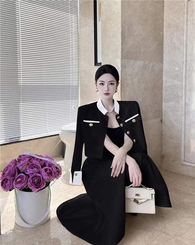 2024 French Fragrant Coat Half body Skirt Spring and Autumn Commuting Style Fashion Two piece Set Women's Wear