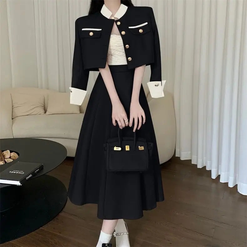 2024 French Fragrant Coat Half body Skirt Spring and Autumn Commuting Style Fashion Two piece Set Women's Wear